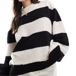 ASOS Black and White Striped Crew Neck Sweater